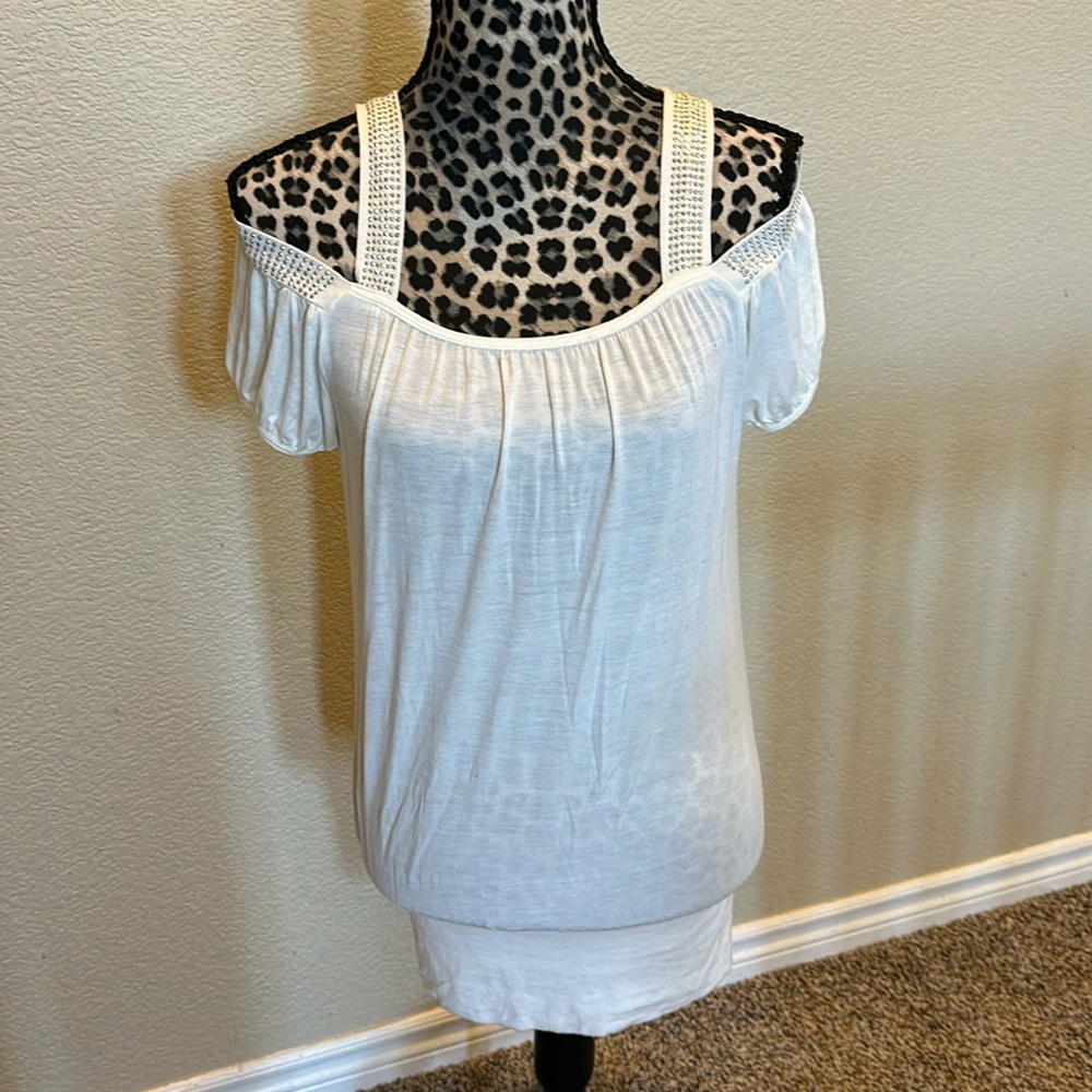 Women’s top with bling, cold shoulder, size S